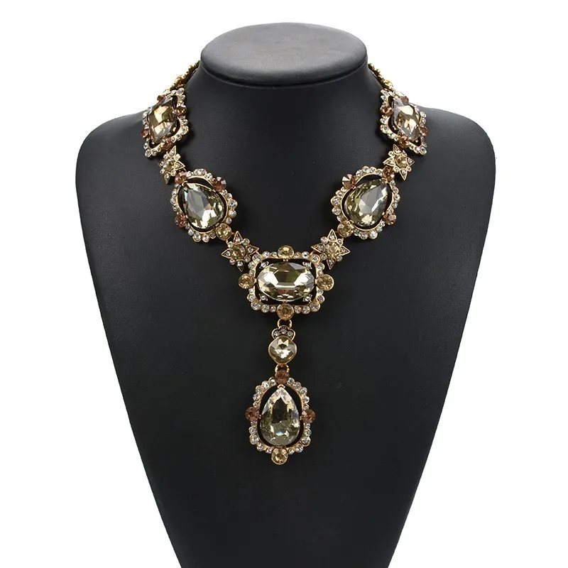 

Maternity photo jewelry DRESS Fashion Glass Crystal Gem Statement Choker Necklace Women Indian Large Collar Big Bib Necklace