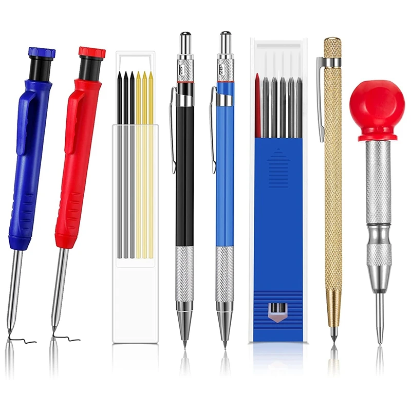 

8 Pieces Carpenter Scriber Marking Kit Includes 4 Mechanical Carpenter Pencils,Metal Carbide Scriber For Glass, Ceramics