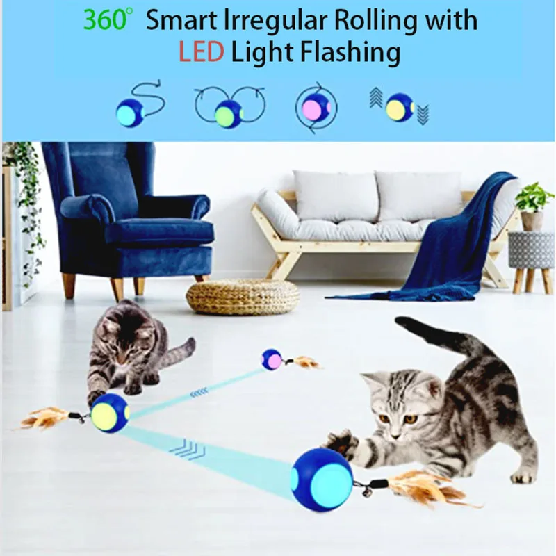 

Умный вращающийся игрушечный мяч для кошек, перезаряжаемые игрушки для кошек, мяч с движением, самодвижущиеся игрушки для котят, интерактивная игра в помещении 2023