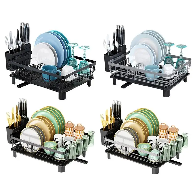 

Dish Drying Rack Large Capacity Iron Plate Drainer Quickly Drain Water Dish Rack Beautiful Looking Drying Rack For Kitchen