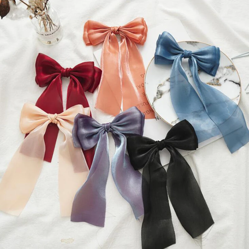 

1PC New Fashion Pretty Mermaid Shiny Mesh Hair Bows Hair Extension Clips Girls Hair Streamers Kid Party Hair Accessories