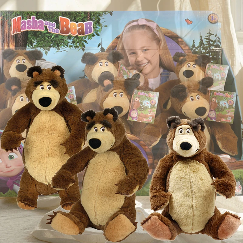 Фото Кукла MashaBear, плюшевая игрушка для девочек, детский подарок на день рождения, плюшевая подушка с медведем №1