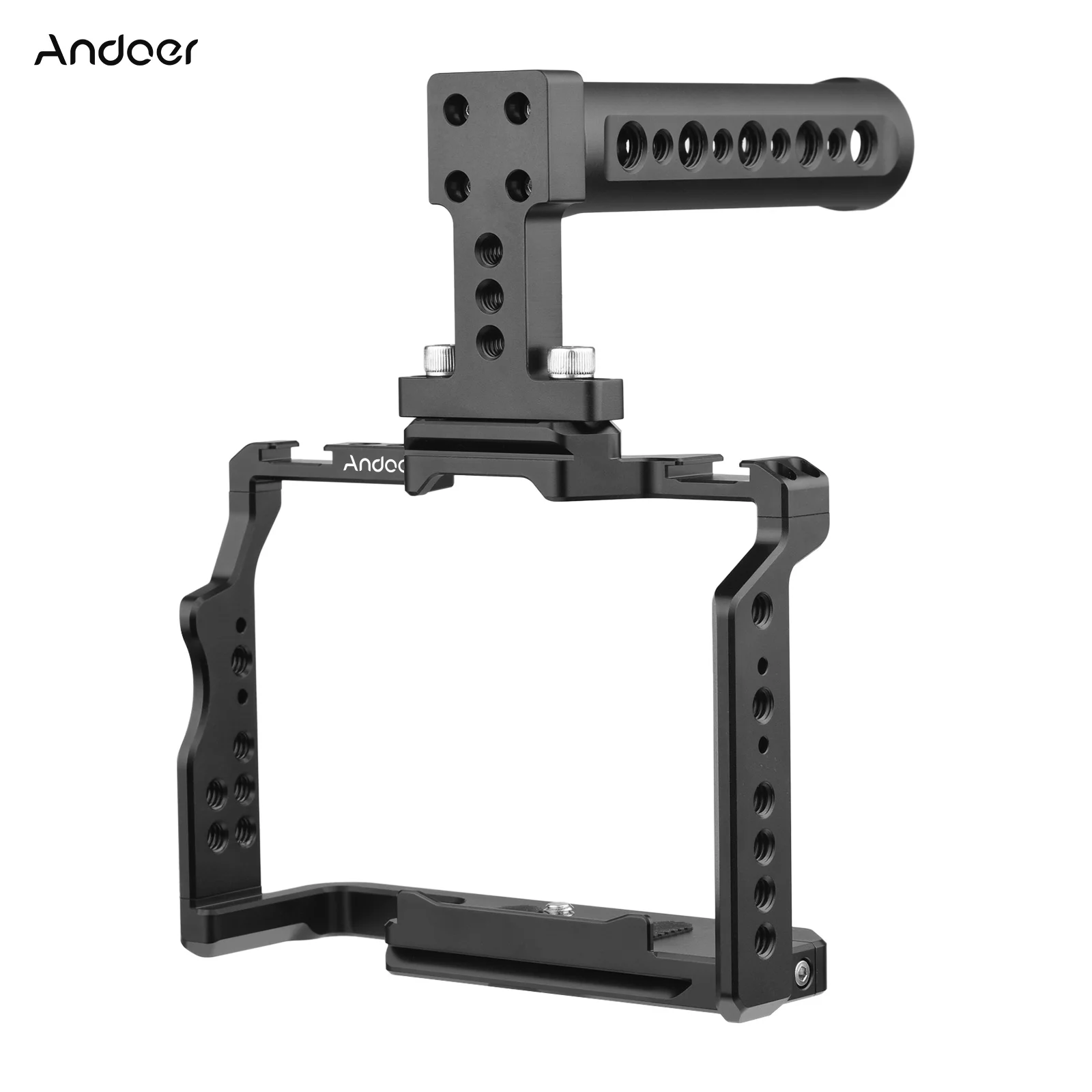 

Andoer Camera Video Cage+Top Handle Kit Aluminum Alloy Dual Cold Shoe Mounts 1/4" for Sony A7IV/A7III/A7II/A7R III/A7R II/A7S II