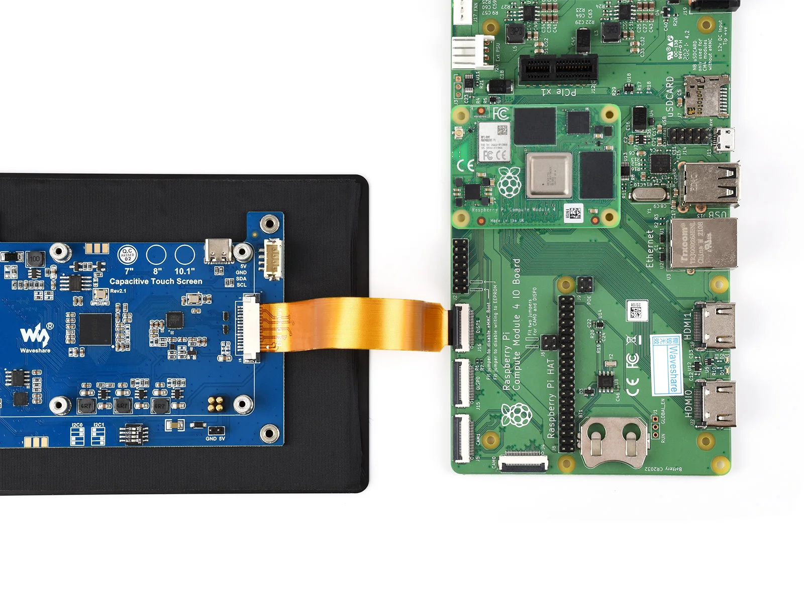 Фото 7-дюймовый DSI LCD (E) дисплей Waveshare с емкостным сенсорным экраном для Pi, 1280x800 IPS, оптическое соединение, закаленное стекло, 10-точечный сенсорный ввод DSI №2