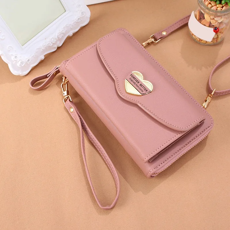 

Women Long Wallet PU Leather Purse Female Wallet Love Heart Pouch For Ladies High Capacity Coin Purse Girl Portable Card Holders