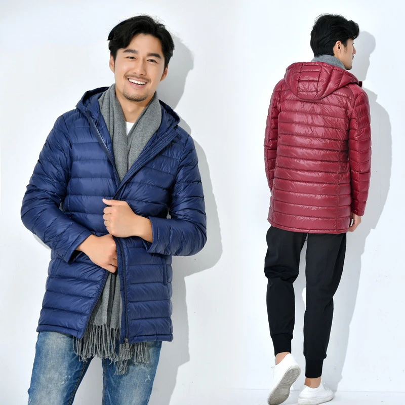 2022New Size 5XL 6XL 8XL  7xl Coats Men's Long Ultralight Packable Hooded Down Jacket Puffer Down Coats Black  Casual  Jacke