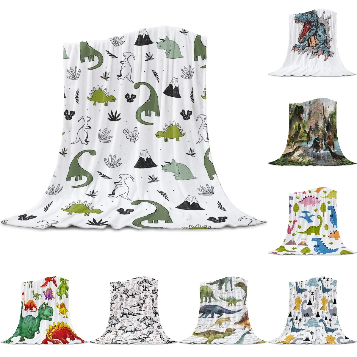

Animal Green Dinosaur Plant Coral Fleece Blanket Cover The Bed Flannel Sofa Throw Blanket Small Blanket for Kids Home Textile