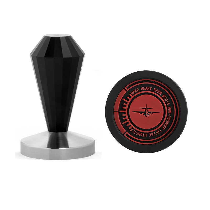 

58.35mm Coffee Tamper with Tamper Mat Stainless Steel Flat Base Rhombus Handle Professional Home Barista Espresso Accessories