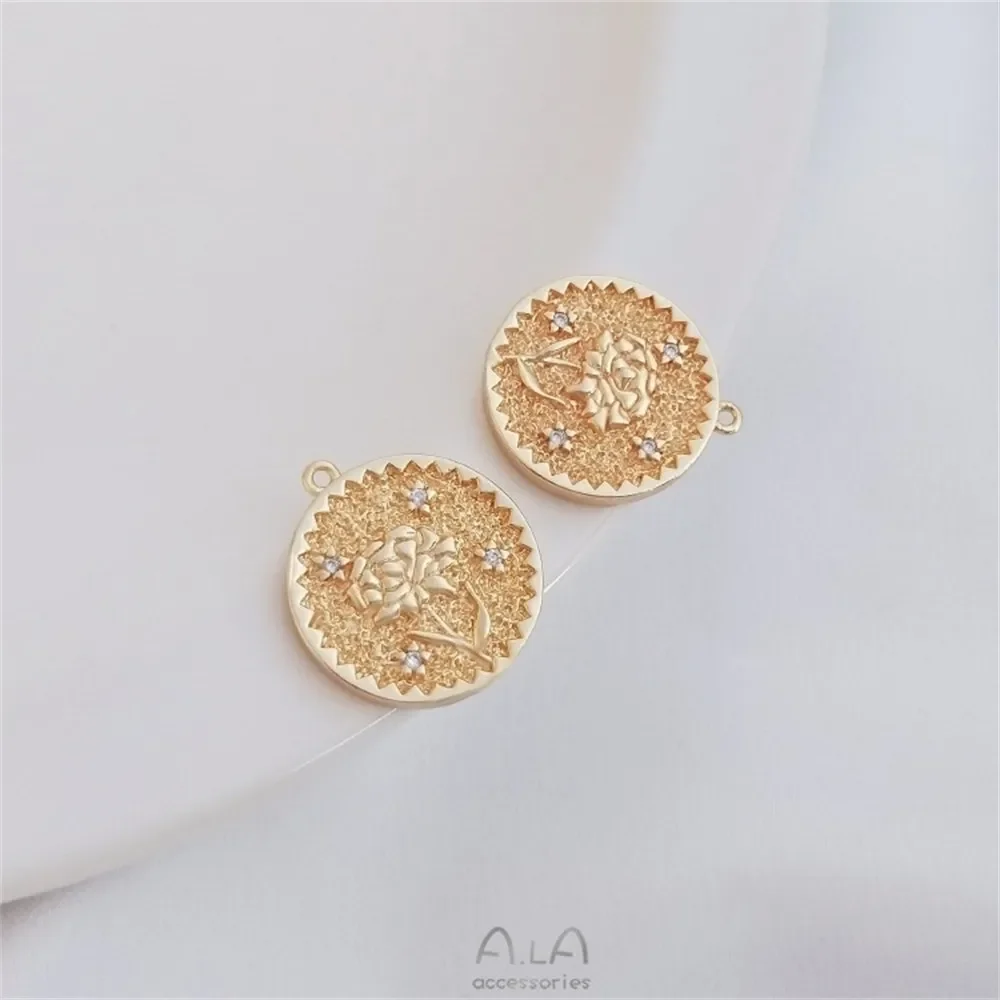 14 К медь настоящее золото декабрьский день рождения цветок круглая подвеска с