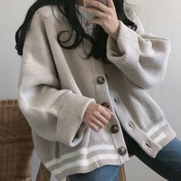 mohair thick warm cardigans coats women v neck loose casual single breasted sweater sweet girls korean fashion leisure overcoats