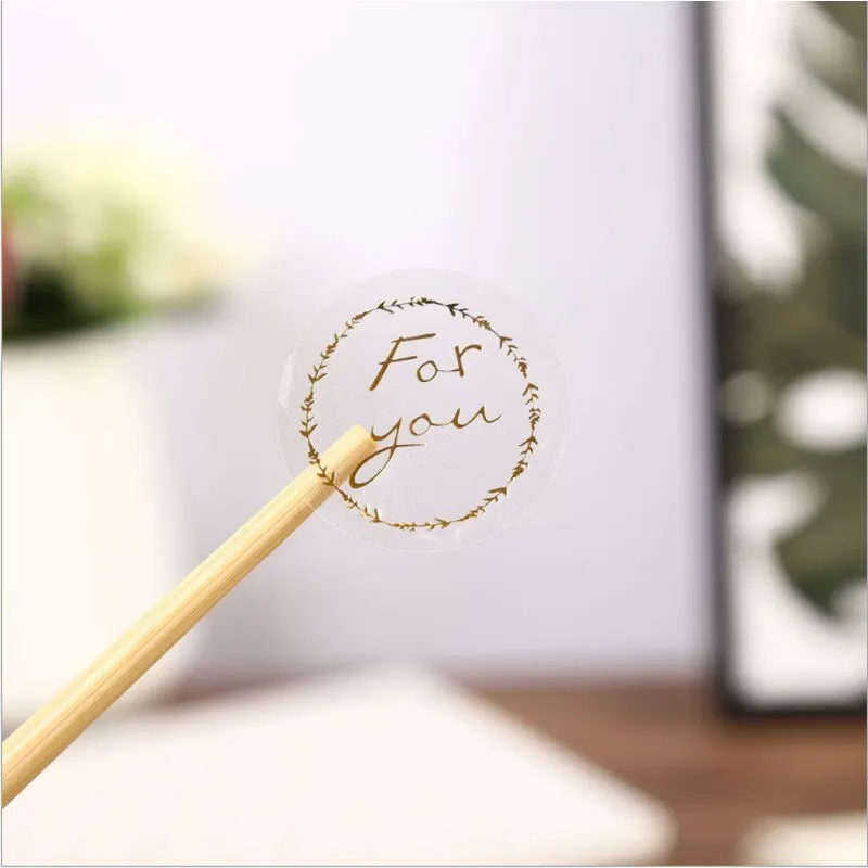 

Stickers 120pcs Bronzing transparent Sealing sticker For you round Envelope paper bag carton sealing DIY 36MM