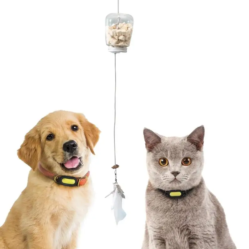

Interactive Cat Leak Food Feather Toys Adjustable Rope Pets Food Feeder Dispenser Kitten Leaking Food Toy For Outdoor Indoor