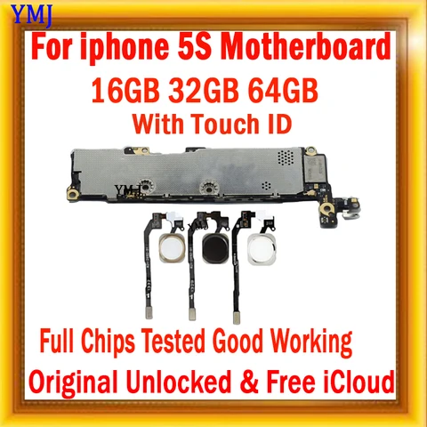 Бесплатный iCloud для iPhone 5S материнская плата с/без Touch ID 16 Гб/32 ГБ/64 ГБ логические платы с системой IOS оригинальная разблокированная логическая плата