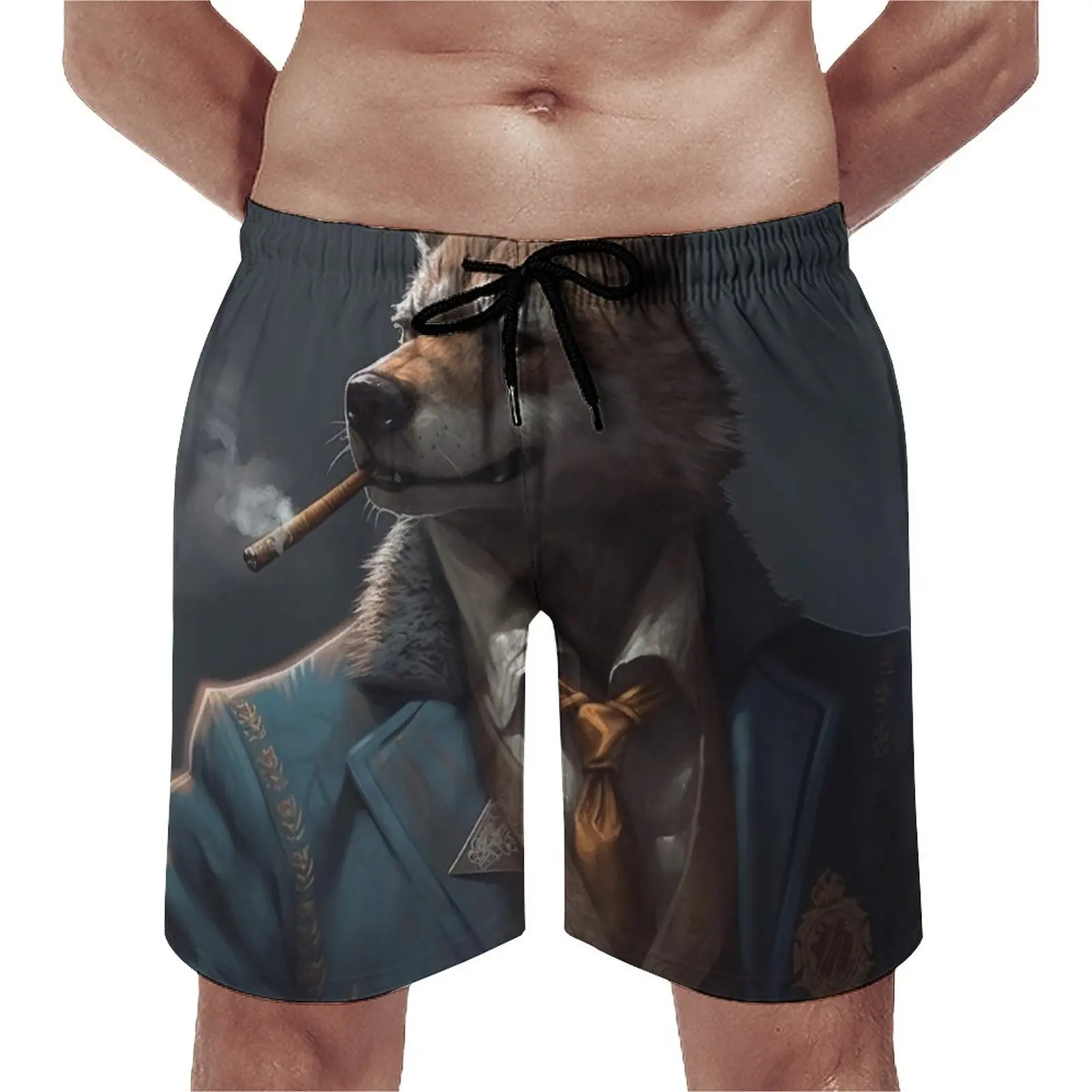 

Board Shorts Wolf Hawaii Beach Trunks Gangster-style Godfather Men's Comfortable Sports Fitness Hot Plus Size Board Short Pants
