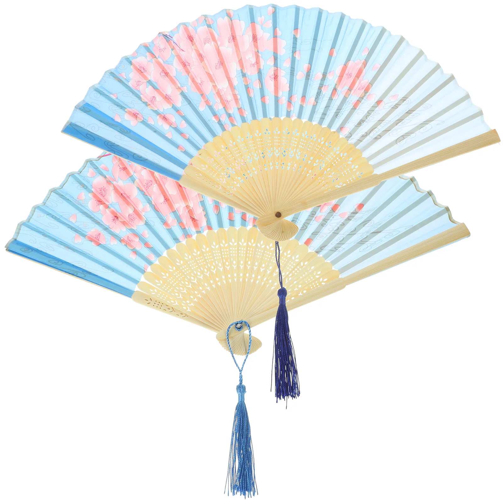 

2 Pcs Props Vintage Hand Fan Chinese Bamboo Retro Held Fans Foldable Folding Child