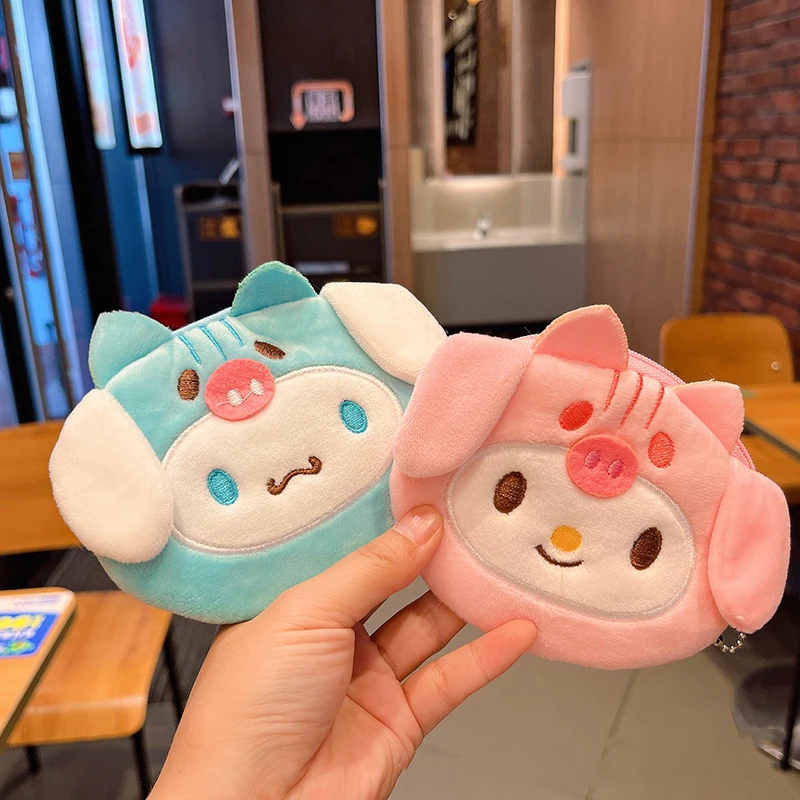 

Sanrio Series Cinnamoroll Creative Cartoon Plush Coin Purse Kawaii Cute Doll Schoolbag Decoration Key Storage Bag Plushie Toys