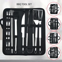 Stainless Steel BBQ Tools Set Spatula Fork Tongs Knife Brush Skewers Barbecue Grilling Utensil Camping Home Outdoor Cooking Tool