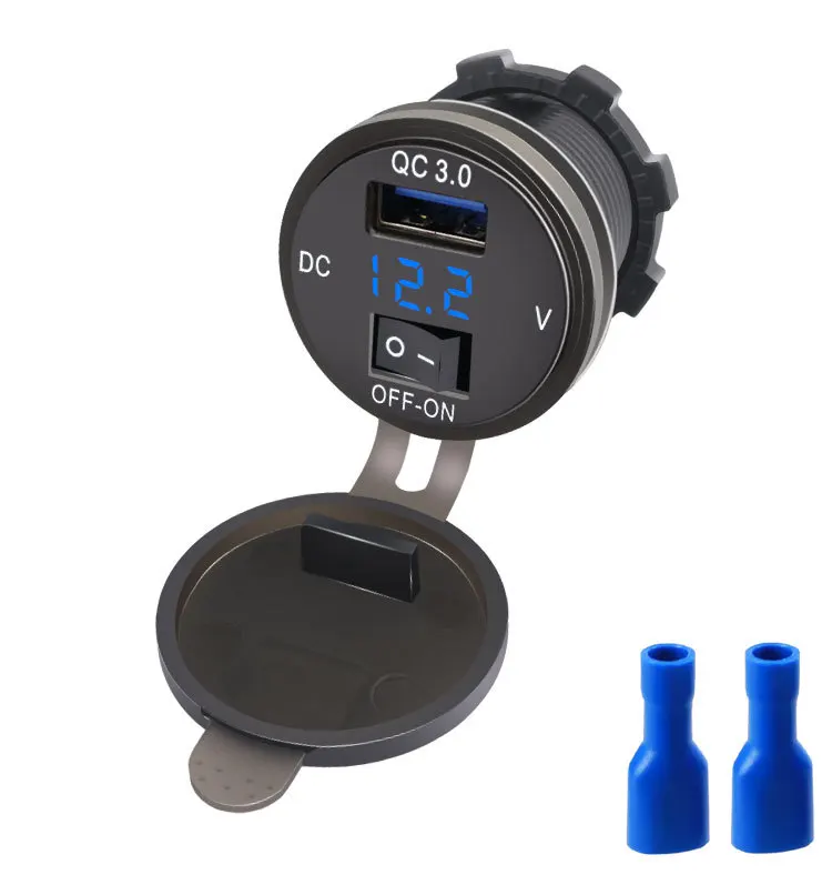 

Tool Car Charger Socket Motorbike 1Port ABS DC 12V-24V Digital Display