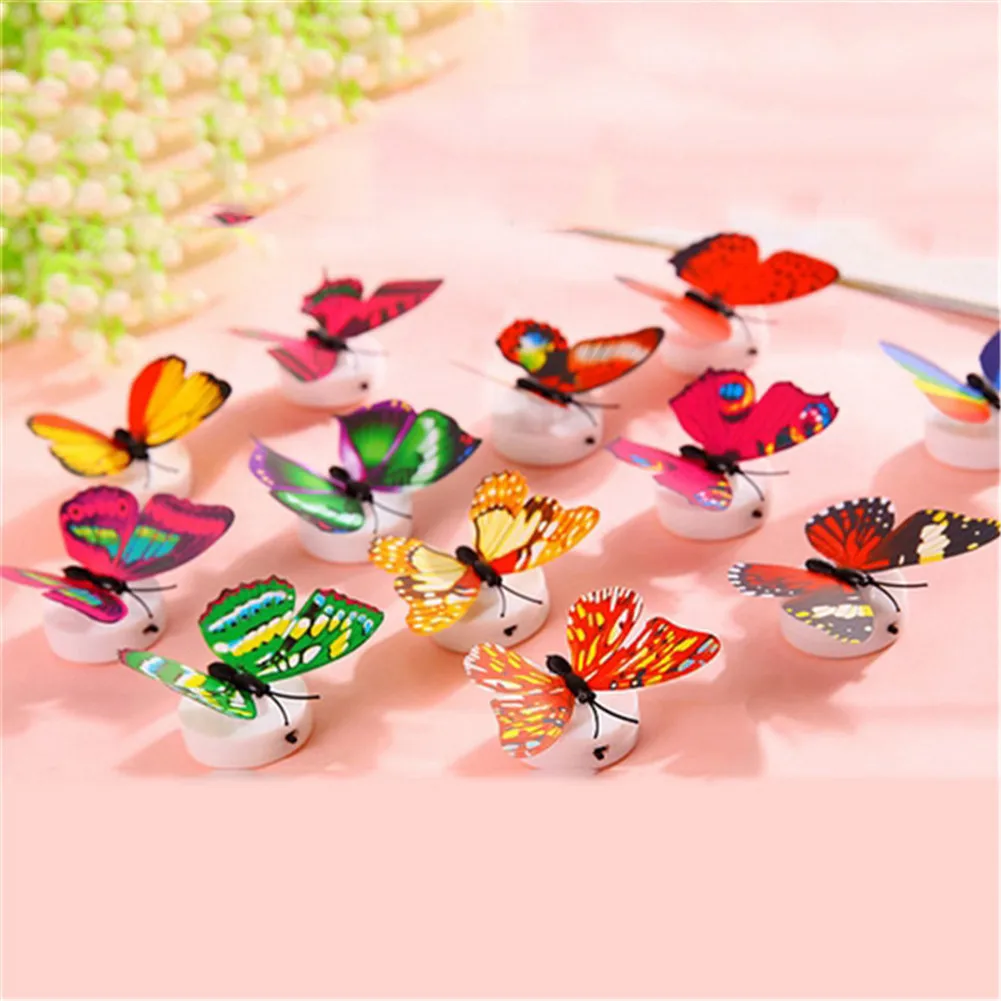 

Настенные наклейки в виде бабочек, домашний декор, разноцветные 3D наклейки в виде бабочек для ночного освещения, наклейки в виде светильник ...