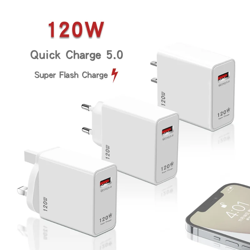 

120W Fast Charging Adapter For Xiaomi Civi 12S Ultra 12 Lite Redmi Note 11 9 Pro K50 POCO C40 Huawei Samsung Oneplus USB Charger