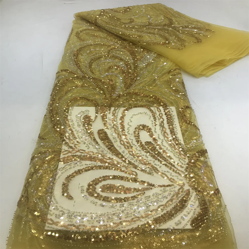 2024 Новая африканская нигерийская кружевная ткань высококачественные бусины