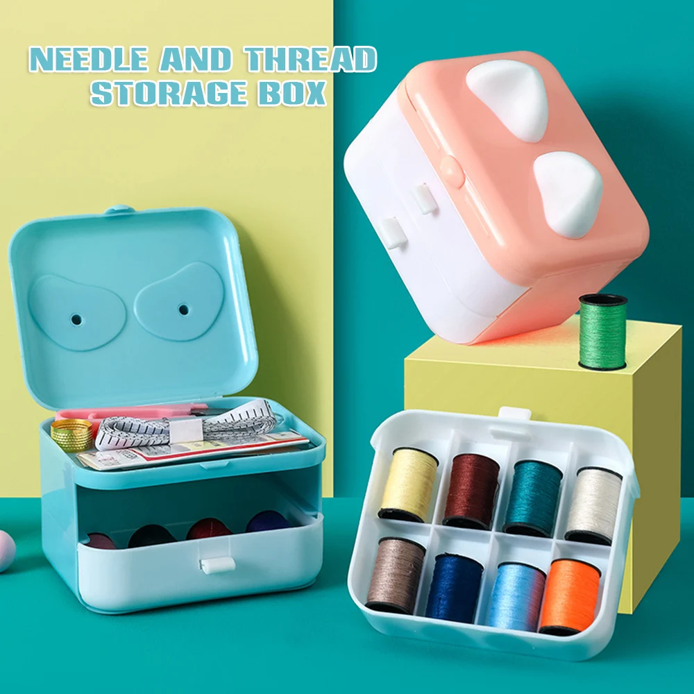 

Cat Ear Double-layer Sewing Box Portable Sewing Kit Household Sewing Treasure Chest Diy Sewing Supplies Durable Great Gift