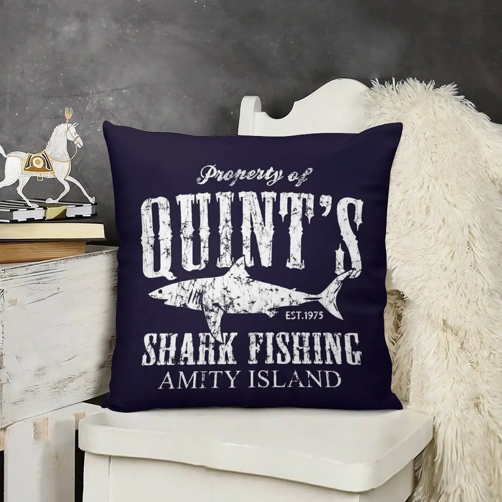 Подушка Quints Shark Fishing Amity Island мраморная наволочка подушка