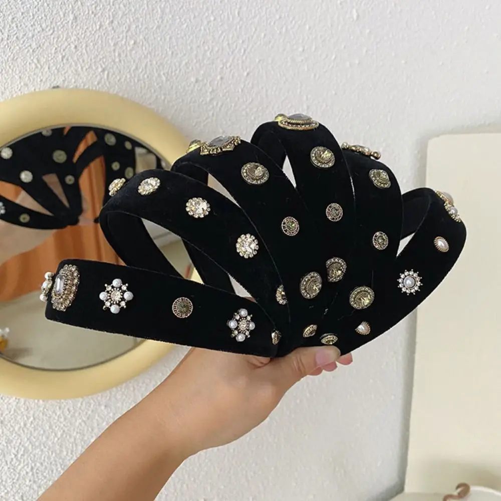 

For Girls Pearl Headwear Wide Brim Baroque Korean Style Headband Hair Accessories Women Hairband Diamond Hair Hoop