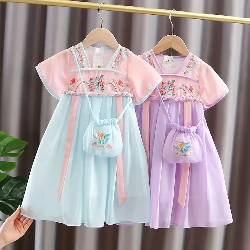 

Hanfu Dress Traditional Chinese Dance Costumes For Girls Tang Suit Ancient 2022 Fashion child Children Clothing For 2-7Years