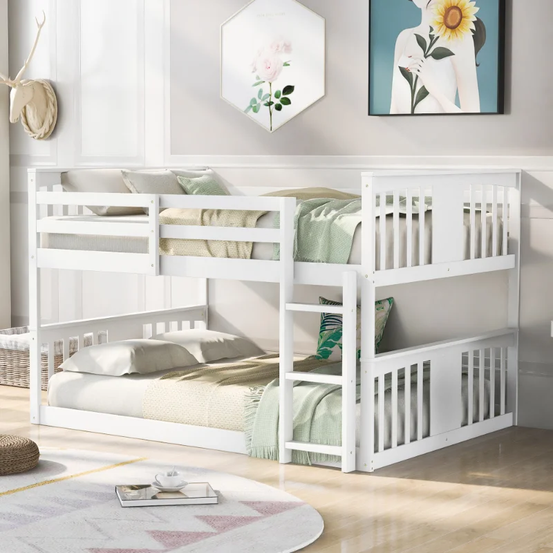 

Ull Over Full Bunk Bed with Ladder\ White (OLD SKU :LP000207AAK) White Solid Wood [US Stock]
