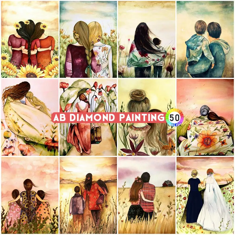 

AB сверла Алмазная мозаика 5D DIY портрет полная дрель квадратная Алмазная вышивка цветок вышивка мозаика вид сзади искусство домашний декор