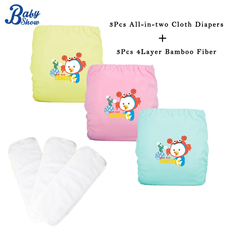 

[Original ]Baby show Cancer Cartoon Print Diapers Eco-friendly Nappy Comfortable Adjustable Baby Diaper Suitable 3-15kg