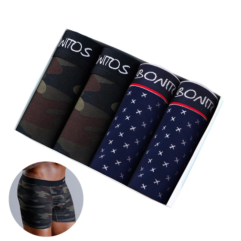 4Pcs Lot Cotton Boxers Camouflage Men's Panties Mens Boxershorts Sexy Underwear For Man Underpants Large Size Homme Boxer Shorts