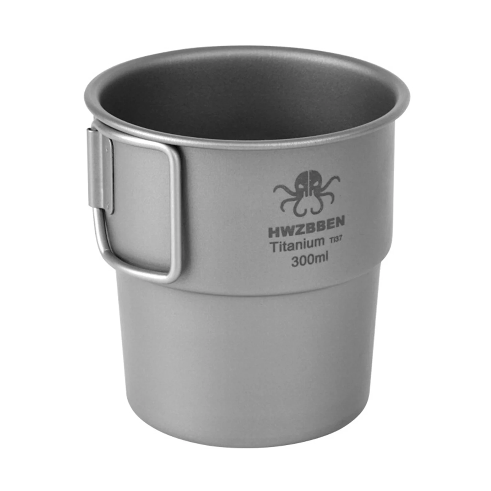 

300ml Titanium Coffee Cup Tea Cup Water Mug Cookware with Foldable Handles for Home Outdoor Camping Equipment