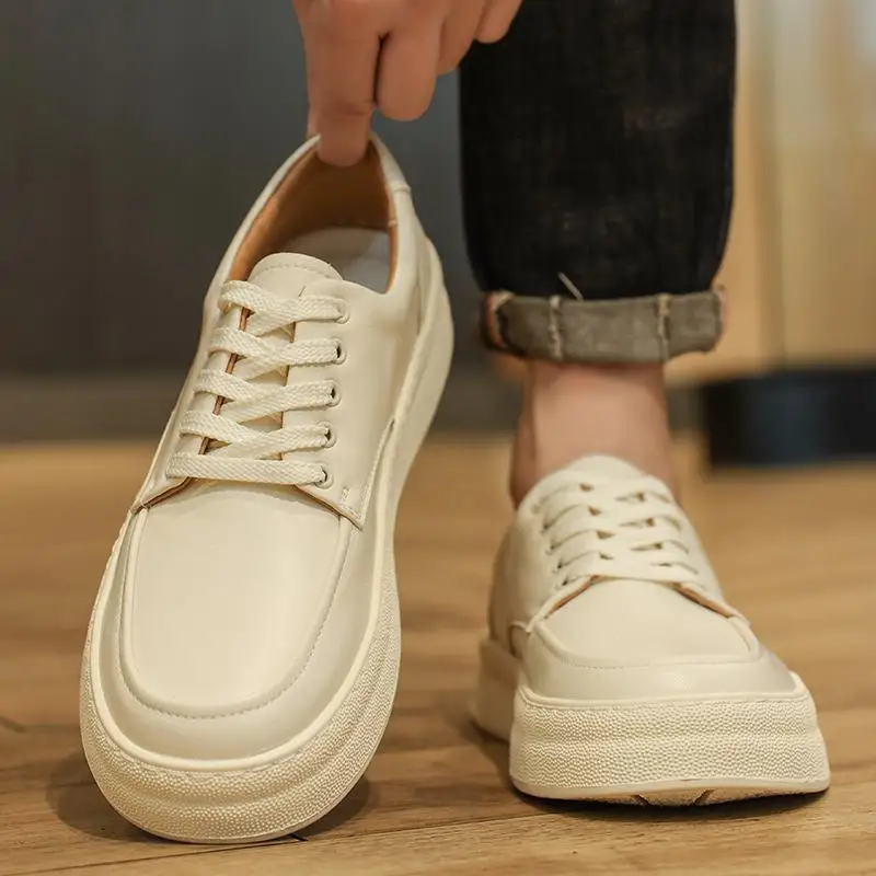 

White Shoes Men's New Autumn Breathable Sports Air Cushion Casual Shoes Platform Height Increasing Insole Casual Fashion Shoes 2