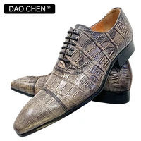italian men leather shoes crocodile pattern prints mens dress pointed shoes lace up cap toe wedding office oxfrd shoes fro men