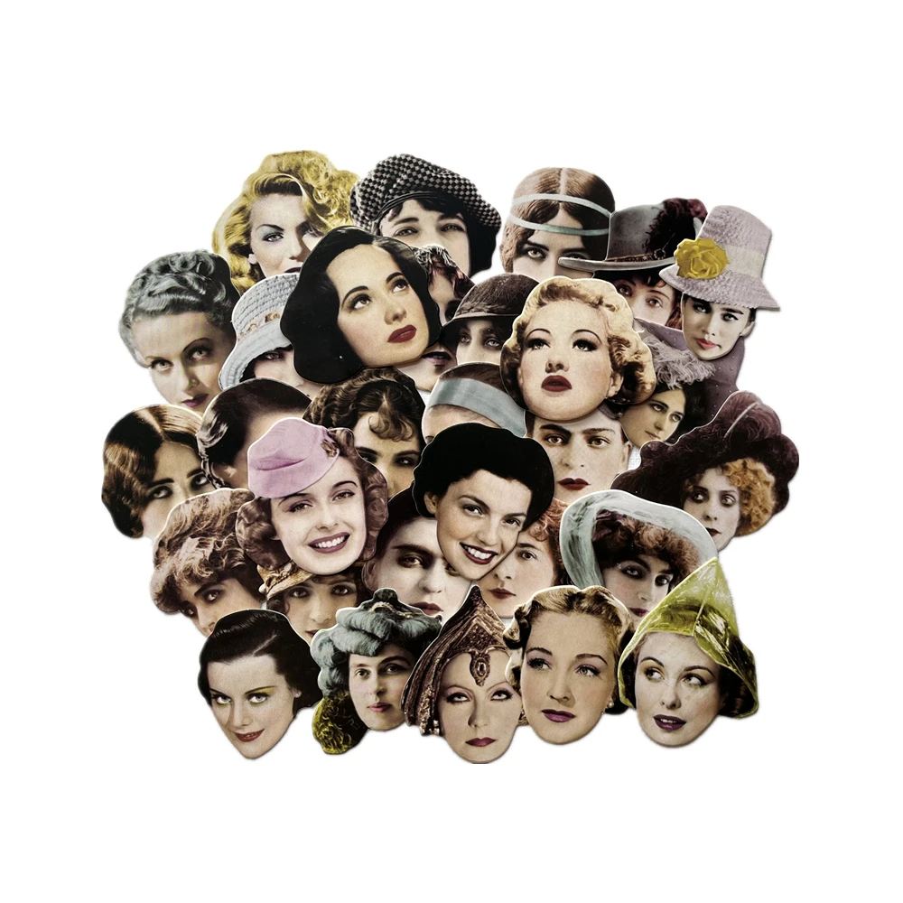 

32pcs retro photo girl avatar Stickers Crafts And Scrapbooking stickers kids toys book Decorative sticker DIY Stationery