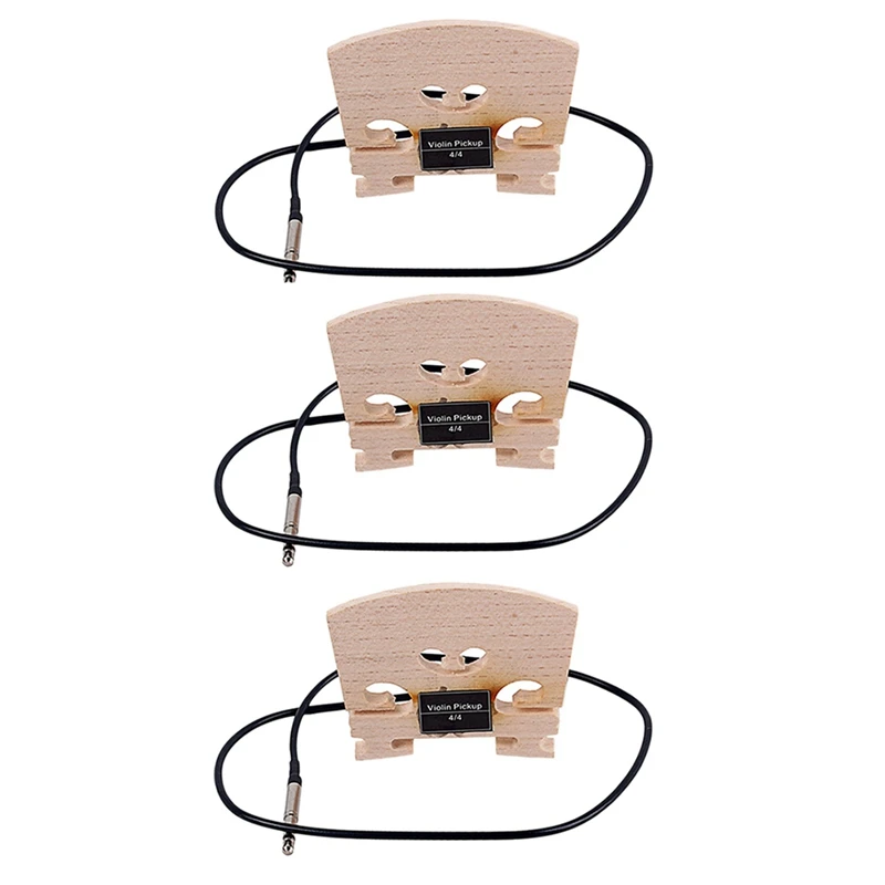 

3Pcs Violin Bridge With Internally Mounted Piezo Pickup For 4/4 Full Size Electric Violin Parts Replacement