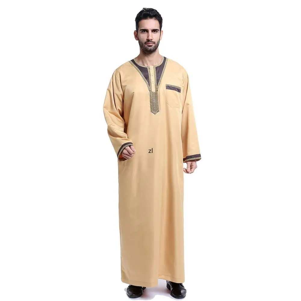 Muslim Abaya for Men Jubba Thobe Middle East Long Robes Kaftan Arab Dubai Adult Long sleeve Islamic Clothing