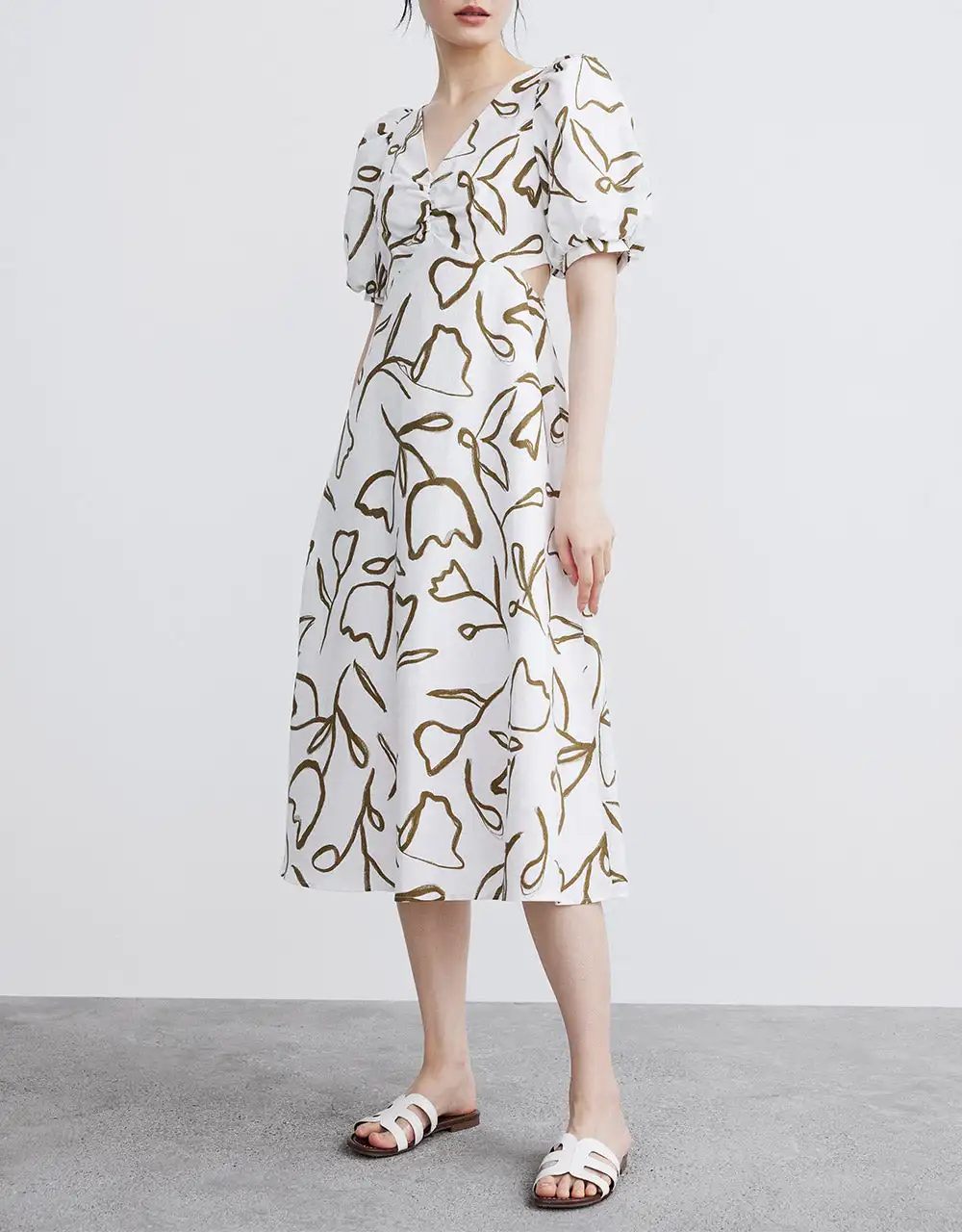 

Floral Print Puff Sleeve Dress
