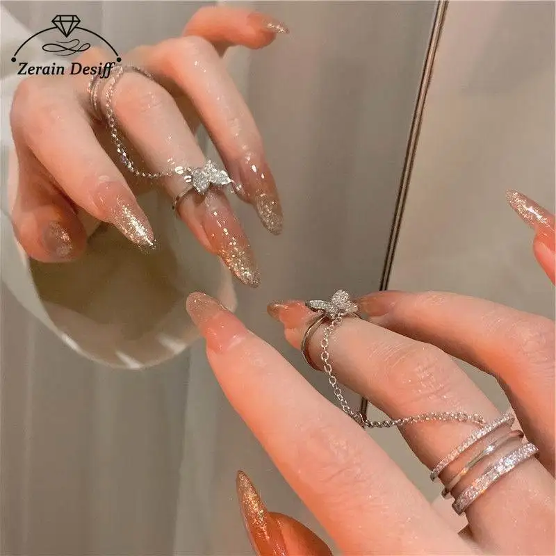 

Light Luxury Double Ring Butterfly Female Trendy Personality High Sense Niche Design Index Finger Ring Accessories for Women