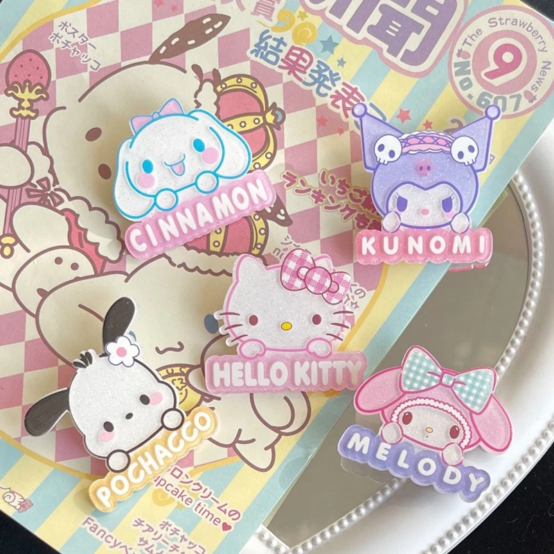 Новый набор заколок для волос Kuromi Hello Kitty Pacha Sanrio мультяшная моя мелодия коричная