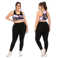 free shipping extra large active bra gym tops wear fitness plus size 2 piece set womens clothes tracksuit black legging tights