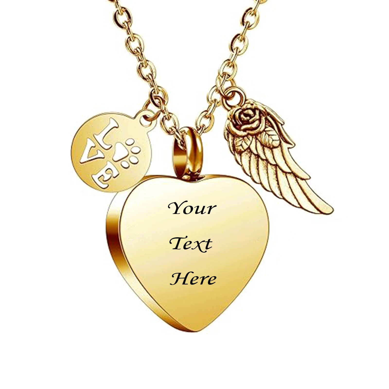 Ожерелье с подвеской в виде урны форме сердца из нержавеющей стали имя/дата на