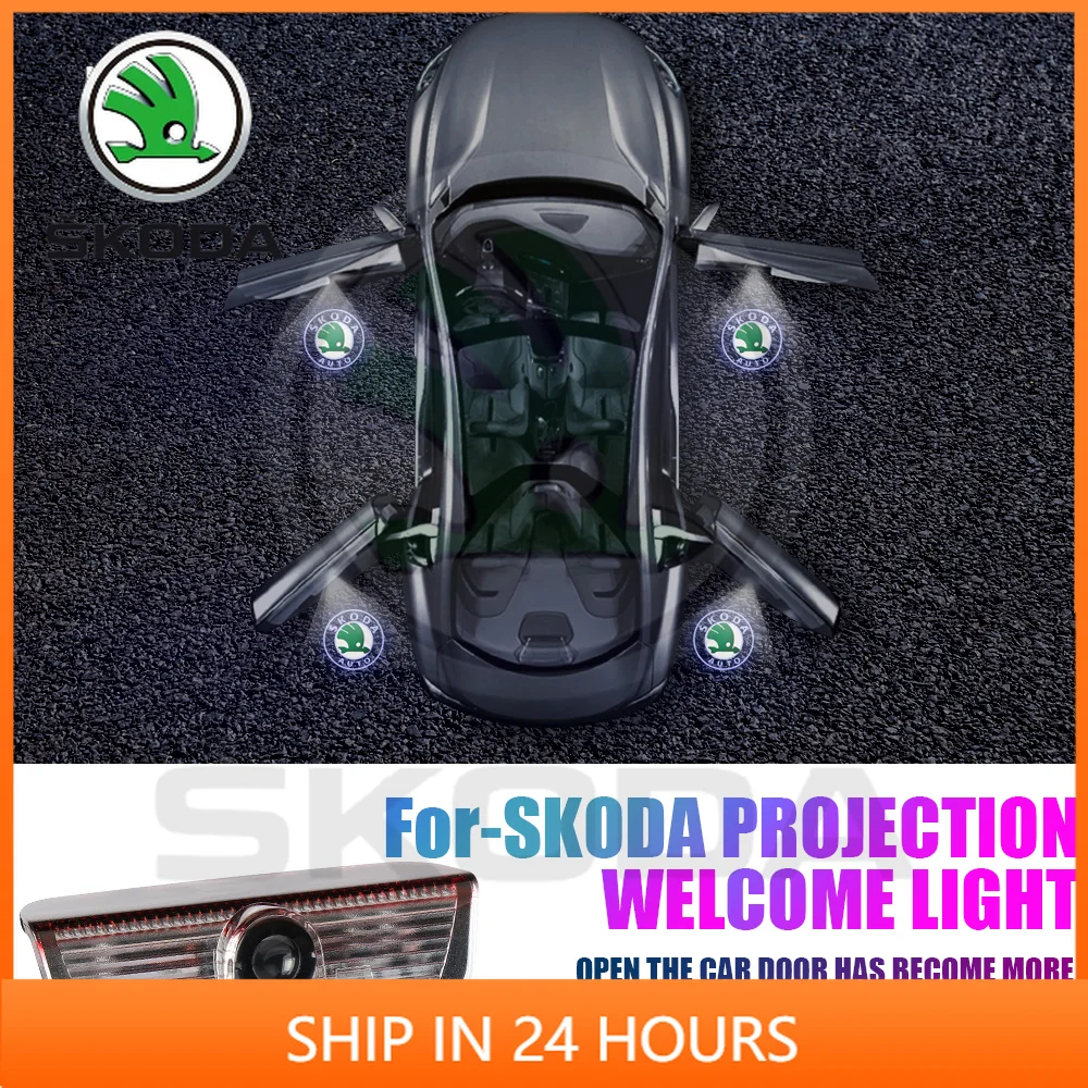 Фото Наклейки на автомобиль Skoda Kodiaq Octavia, 2 шт., светодиодные лазерные проекторы-фонари для дверей, для Skoda Superb 2009, 2013, 2014 годов выпуска №2