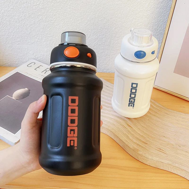 

2023 Large Capacity Water Cup Men Sport Water kettle 304 Stainless Steel Straw Type Water Bottles Vintage Men's Fitness Bottle