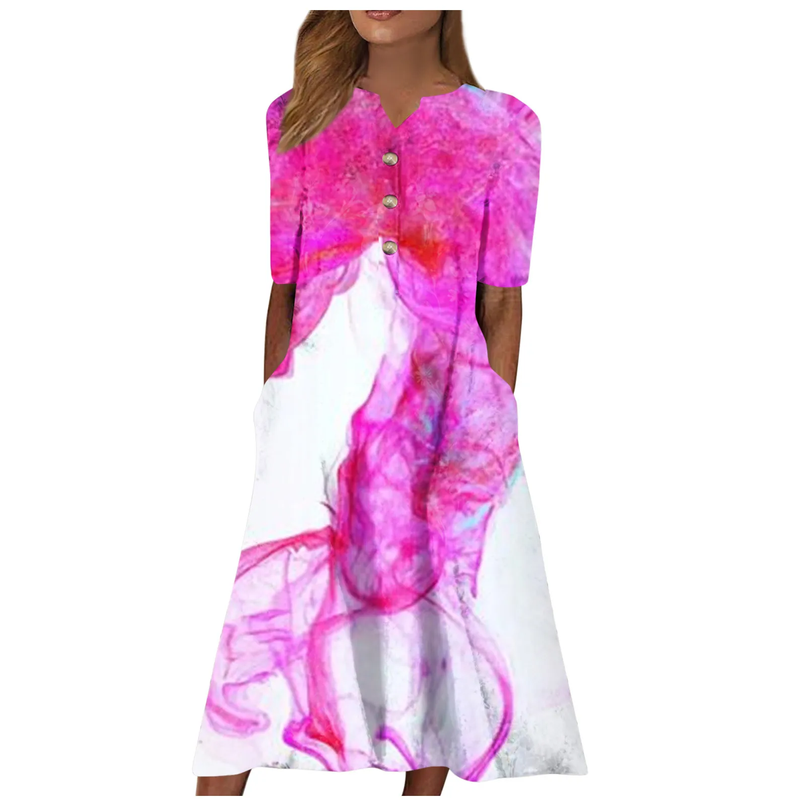 

Women'S Summer Casual Printing V-Neck Short Sleeved Beach Skirt Elegant Party Dress For Women 2023 Long Dress Dress Women