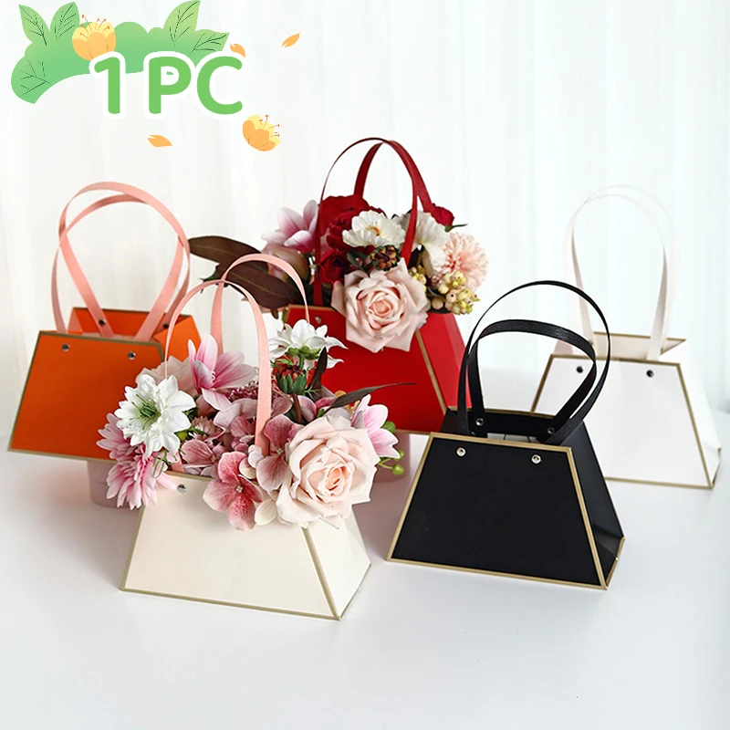 

1pc Portable Flower Box Rose Packaging Box Wrapping Paper Bag Shop Creative Wedding Valentine Day Birthday Party Gifts