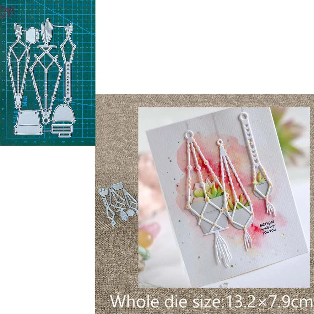 

Hanging Plant pot Metal Cutting Die Stencils Scrapbooking Blade Punch Embossing Paper Card Making Decor Crafts Die cuts