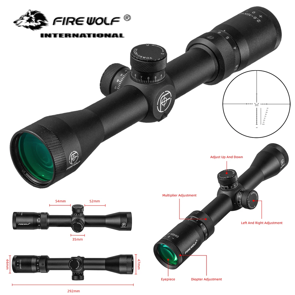 FIRE WOLF 2.8-10X40 Hunting Tactical Rifle Scope pneumatics weapons Reticle Optical sight Spotting scope for rifle hunting